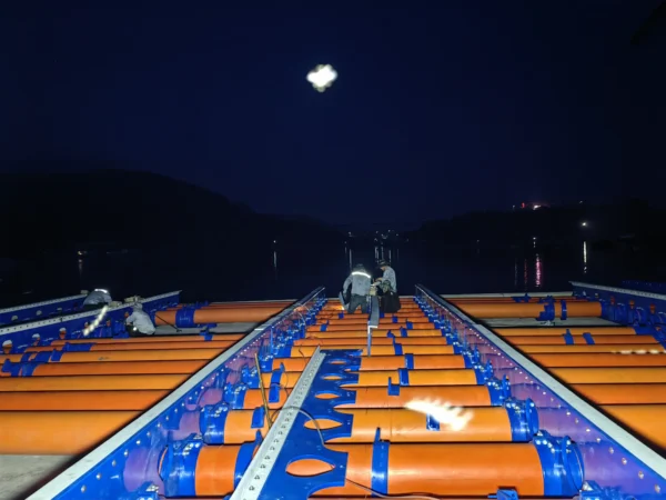 Heavy duty framework and high buoyancy composite pontoon system providing maximum offshore platform stability