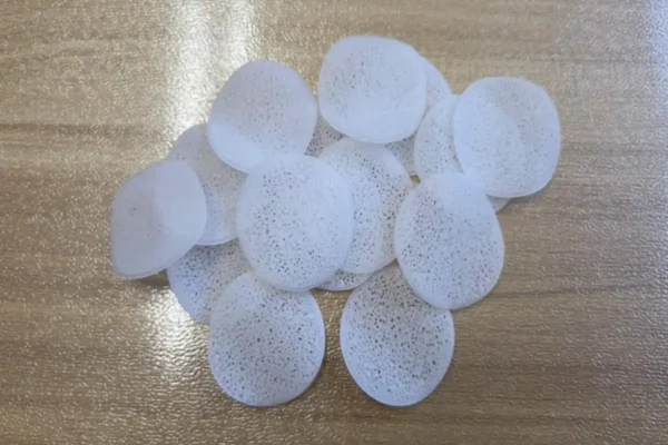 Thin MBBR biofilm carrier sheets for uniform microbial attachment and ammonia removal.